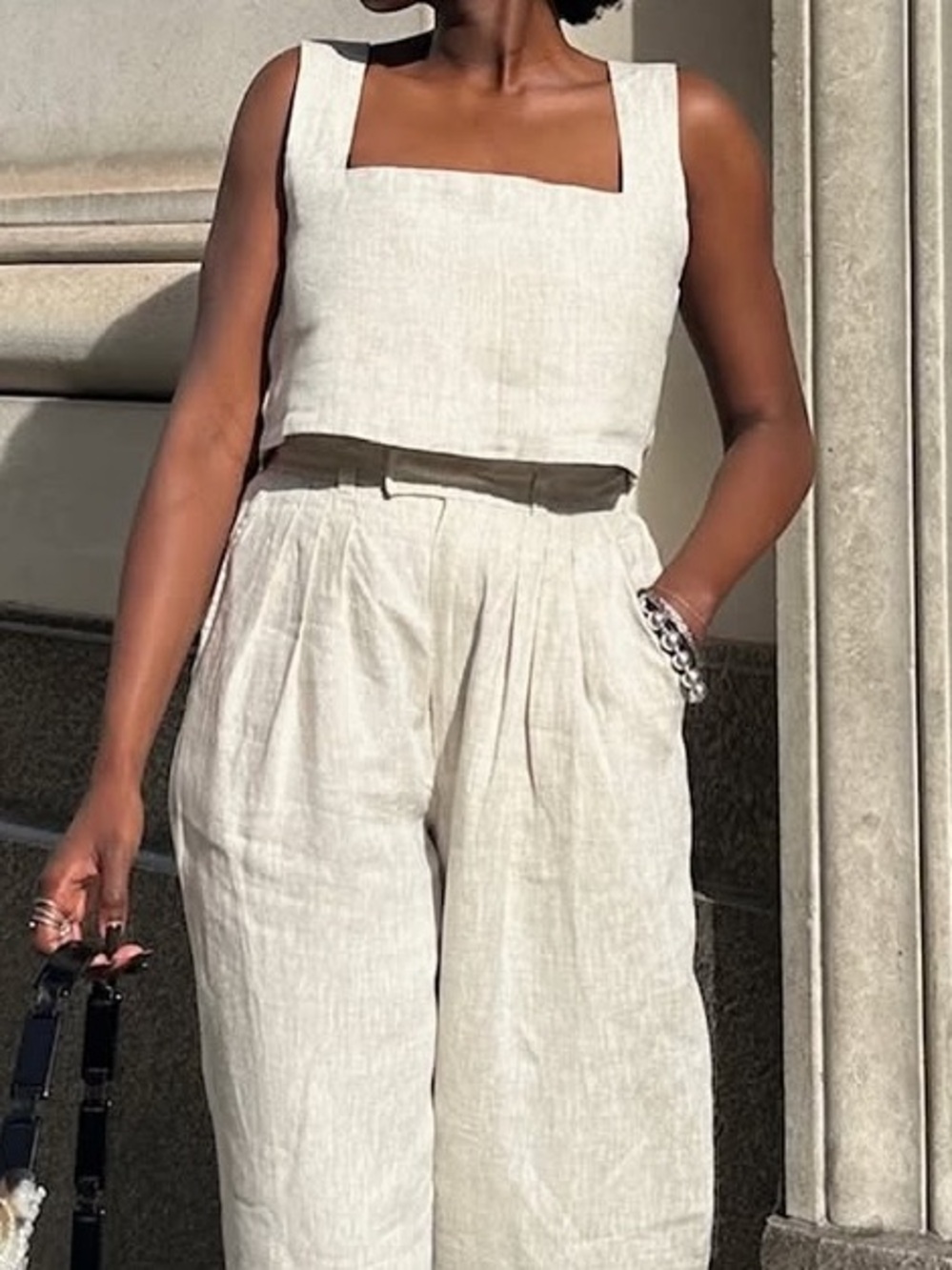 POSSE Alice Linen Crop Top – Natural